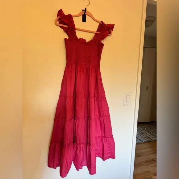 Hill House Pink Spring Transition to Summer Midi Coastal Casual ResortWear Dress - Picture 3 of 8